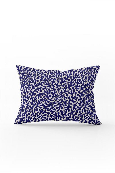 Cango Home Navy Blue Beige Marine Themed Coral Patterned Digital Printed Throw Pillow Cover Cgh633-3550 Double Sided Basque