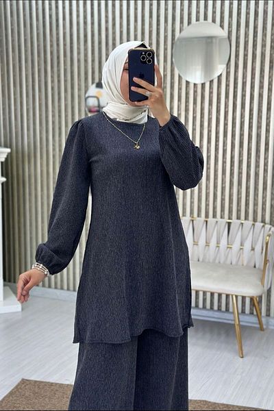 HİFADEN Women's Burümcük Knitted Seasonal Bottom and Top Set