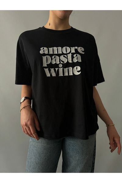 Qu Style تي شيرت Amore Pasta Wine