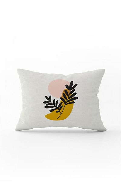 Cango Home Yellow Black Modern Bohemian Leaf Patterned Digital Printed Throw Pillow Pillow Case Cgh639-3550 Double Sided