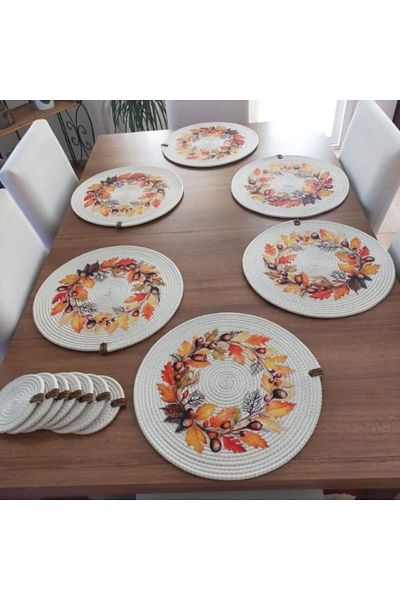 NVSisters 6-Piece 12-Piece American Service, Wicker Charger Set, Plate and Coaster Set, New Year