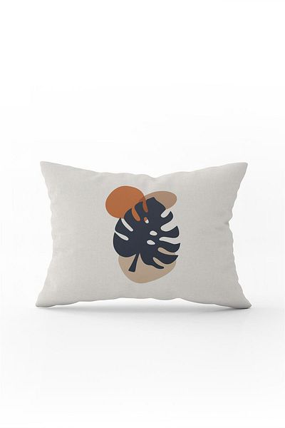 Cango Home Navy Blue Orange Bohemian Style Leaf Patterned Digital Printed Throw Pillow Pillow Case Cgh663-3550 Double T