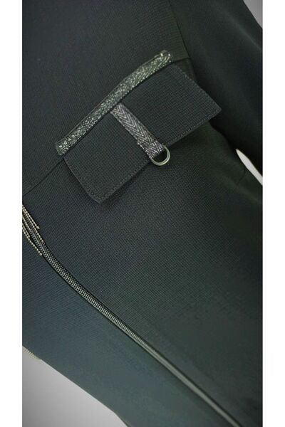 sarmoda 4004 Cep Kapaklı Kollaır Şerit Detaylı Hakim Yaka Yaka Ferace Qys 4004 Ferace #23-01#