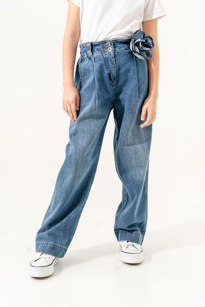 GİYİCEM Girls' Removable Floral Jeans