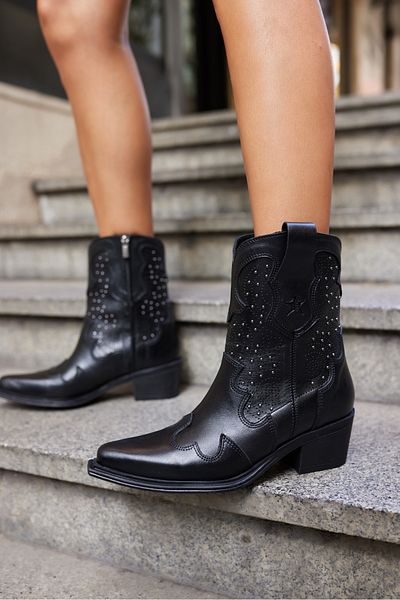 ANGELİNA JONES Cizme WESTERN CASTELLA NEGRE DE PIELE REALĂ