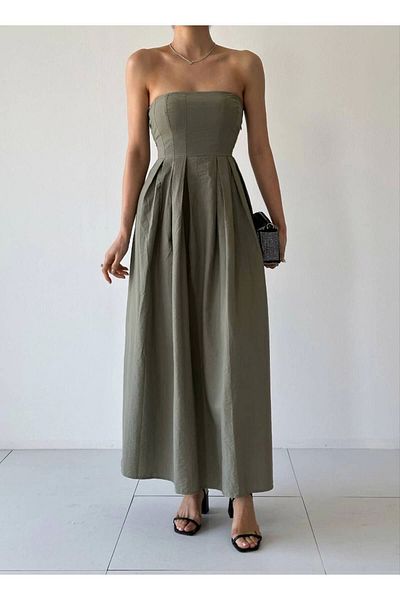 Ecenin Favorileri Στράπλες Μίντι Φόρεμα 100% Βαμβάκι