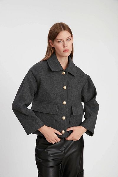 Ecenin Favorileri Gold Buttoned Short Stamp Jacket