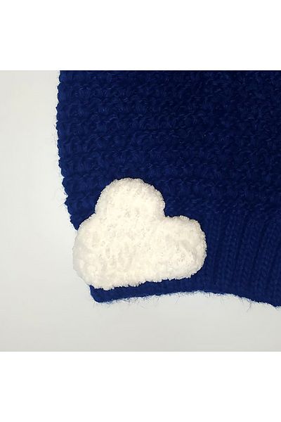 woodycord Long Knitwear Beret - Blue - Cloud Figured