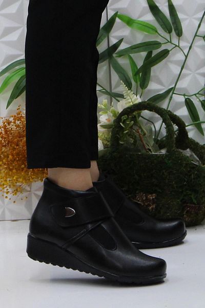 fort 3254 03 Black Velcro Non-Slip Sole Comfortable Daily Women's Boots