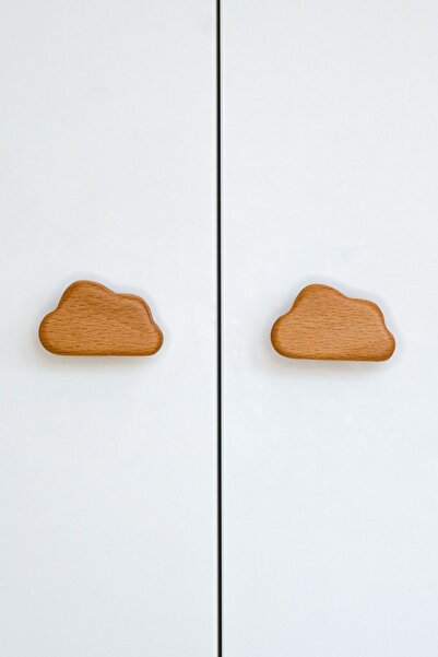 Üreet مقبض درج خزانة أثاث خشبي لغرفة الأطفال الرضع بنمط سحابة (قطعتان).