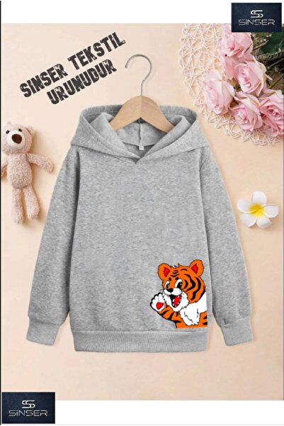 SİNSER TEKS Φούτερ με λευκή κουκούλα για κορίτσια/αγόρια με στάμπα ''YANDAN A...