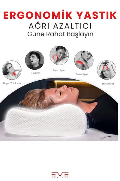 Eve Tekstil 60X40 cm Hypoallergic Visco Pillow - Mega Size, Orthopedic, Neck and Lumbar Support