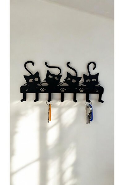 Keychain strap with cat - organizer (black)