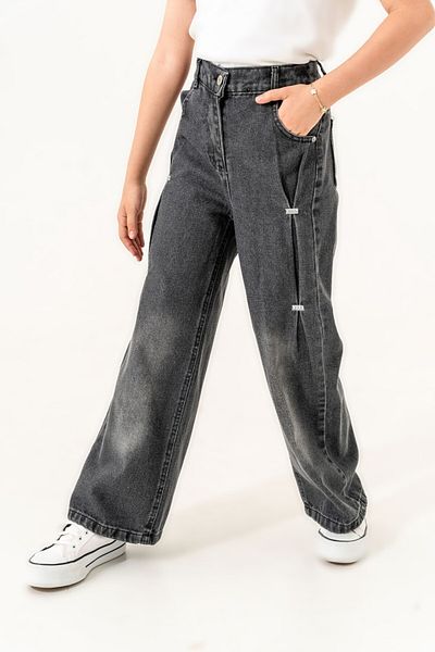 GİYİCEM Girl's Front Ponterez Jeans