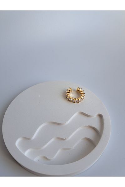 BHR AKSESUAR Gold Zircon Stone Cartilage Earrings
