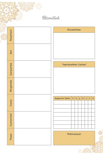 Hobbi Tasarım 52 Φύλλα Weekly Planner - Alhamdulillah, Σπιράλ A5