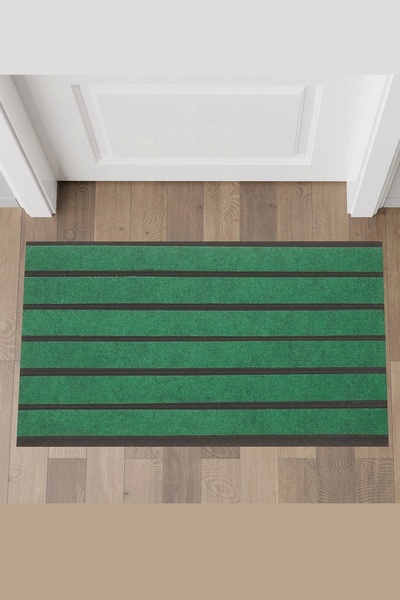 Valerine Life Green Carpet 6 Stripes Doormat - Welcome Welcome Dust Catching Door Front 45X70Cm