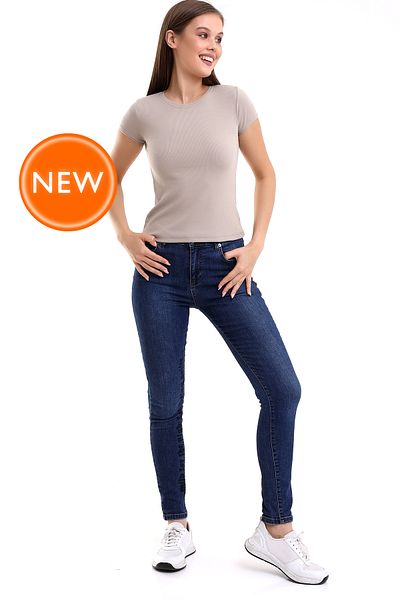 Şiir Lunsar Women - Flexible Mink Soft Touch Slim Fit πλεκτή μπλούζα & κορμάκι, λαιμόκοψη, κοντό μανίκι