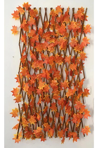 ucuzzavaar Sonbahar Yapraklı Akordiyon Çit Yapay Sarmaşık Duvar Balkon Bahçe Çiti Dekoru Seperatör 3mx1.2m