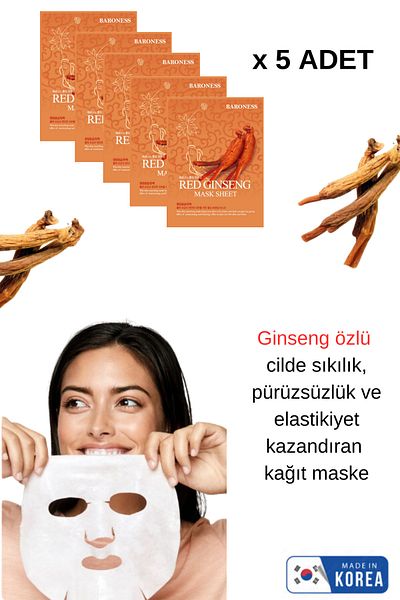 Baroness Red Ginseng Firming Set of 5 - Korean Face Mask 21ml