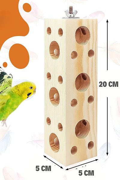 Alyones Bird Wooden Block Chewing Toy – Natural and Safe for Parrot, Budgie and Hamster