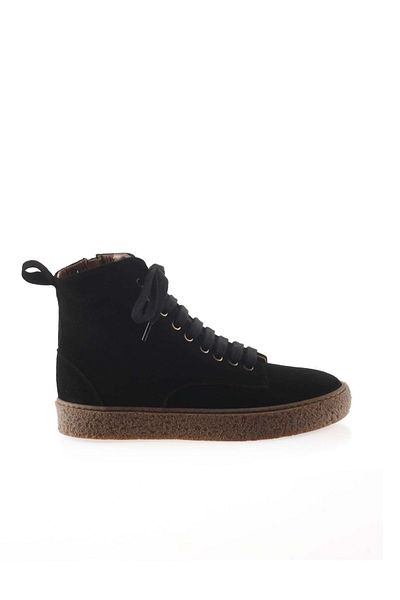 Bueno Shoes Γυναικείες Suede Μαύρες Flat Μπότες - 01wt3202