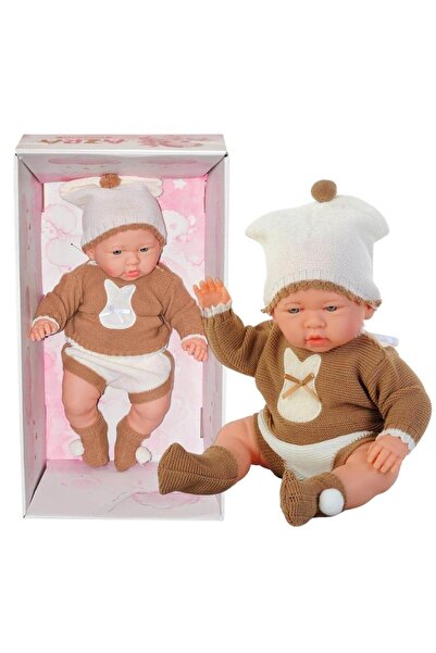 GALTOYS Azra Bebek Bej ve Kahve Rengi Triko Kıyafetli 40 cm Et Bebek GLT1128