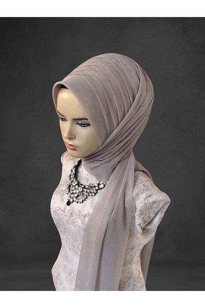 NurAy Turban gata de lucru gri deschis argintiu rochie de seara sal gata