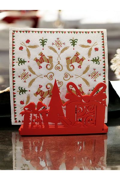 Maflen Christmas New Year Themed Gift Package Pine Tree Napkin Holder Red