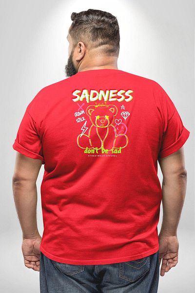 Angemiel تي شيرت Red Sadness مقاس كبير - مطبوع على الظهر، للرجال والنساء للجنسين