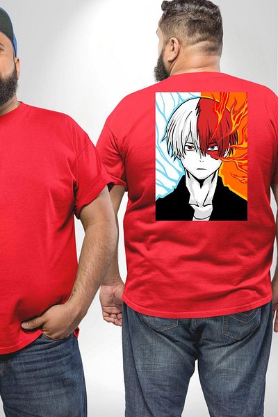 Angemiel تي شيرت My Hero Academia Boku Anime - أحمر للجنسين، مقاس كبير، مطبوع على الظهر