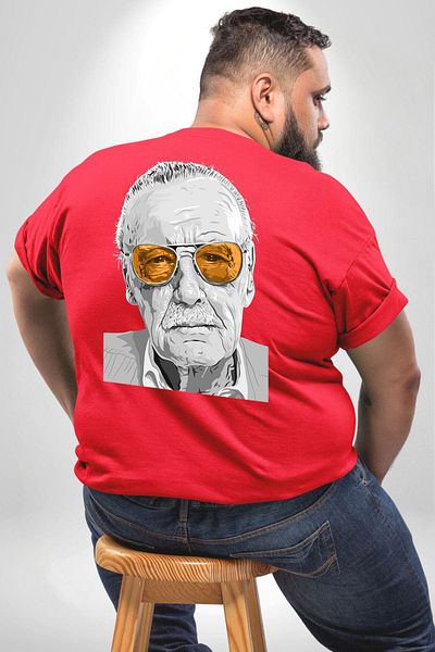 Angemiel تي شيرت أحمر من Stan Lee - مقاس كبير، للرجال والنساء للجنسين، مطبوع على الظهر