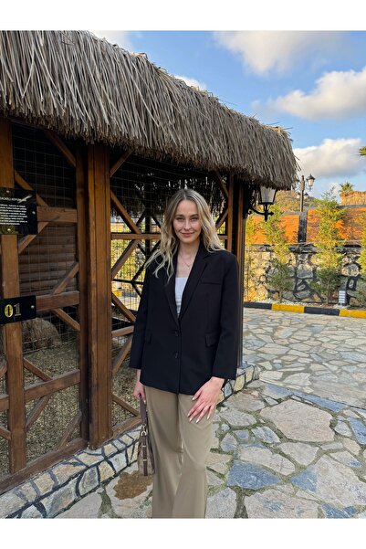 Genel Markalar Kadın İki Düğmeli Blazer Ceket