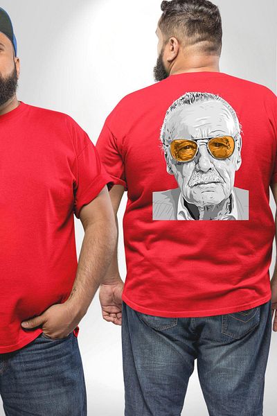 Angemiel تي شيرت أحمر من Stan Lee - مقاس كبير، للرجال والنساء للجنسين، مطبوع على الظهر
