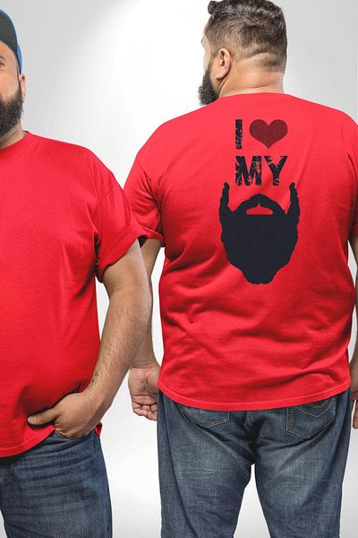 Angemiel تي شيرت أحمر كبير الحجم من Barber - I Love My Beard، للرجال والنساء للجنسين، مطبوع على الظهر