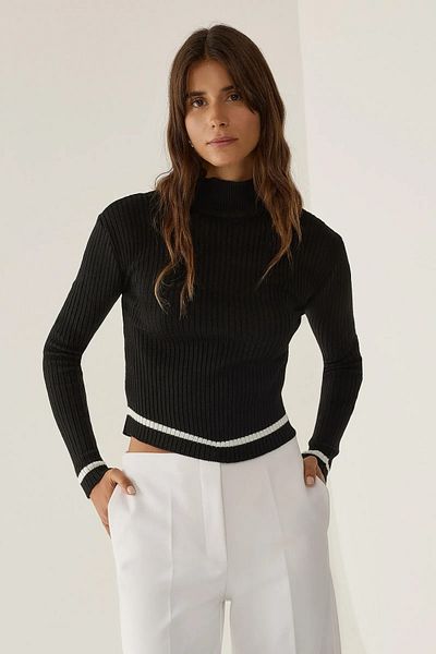 Hiccup Slim Fit Κοντό Πλεκτό Πουλόβερ με μισό λαιμό