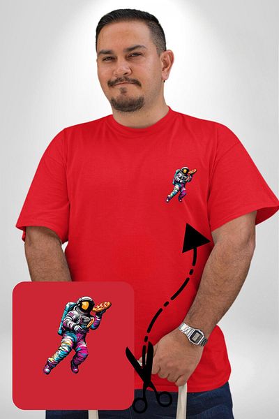 Angemiel Red Plus Size Minimal Patterned Pizza T-Shirt - Space Courier Service