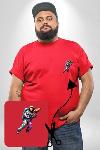 Angemiel Red Plus Size Minimal Patterned Pizza T-Shirt - Space Courier Service