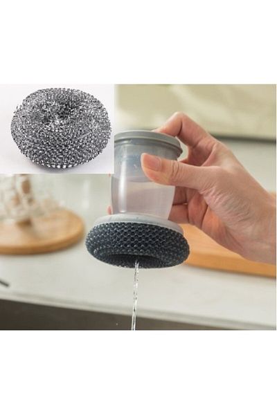 SAVA HOME COLLECTİON Wire Dish Brush with Detergent Chamber
