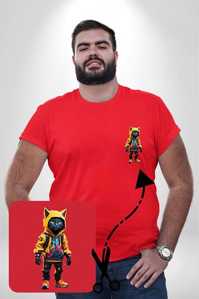 Angemiel طقم رياضي نسائي من Yellow Cat Human Red مقاس كبير - تي شيرت مطبوع بالحد الأدنى