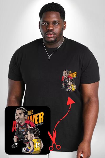 Angemiel Allen Iverson - The Answer Black Big Size Basketball T-Shirt