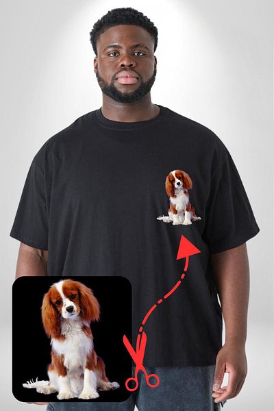 Angemiel تي شيرت نسائي أسود كبير الحجم بنمط Cavalier King Charles Spaniel