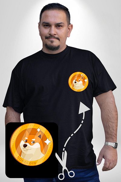 Angemiel تي شيرت أسود كبير الحجم من Doge Coin - طباعة بسيطة