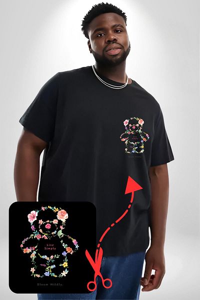 Angemiel Plus Size Black Basic T-Shirt - Living Minimal Pattern