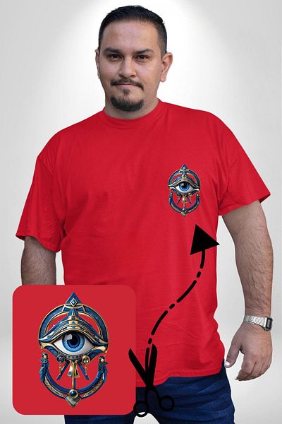 Angemiel تي شيرت نسائي مقاس كبير - Golden Eye Horos Ra باللون الأحمر