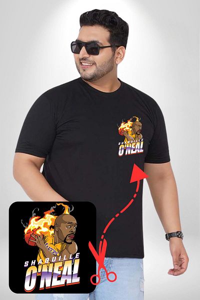 Angemiel Shaquille Oneal Star Pattern - تي شيرت نسائي أسود كبير الحجم