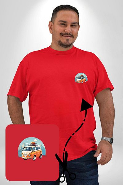 Angemiel Wolkswagen Motorhome - تي شيرت نسائي أحمر كبير الحجم لرحلة الشتاء