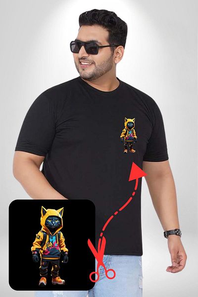 Angemiel طقم بدلة رياضية نسائية من Yellow Cat Human Black مقاس كبير بنمط بسيط