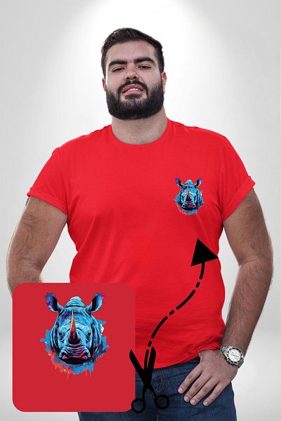 Angemiel Hippopotamo Patterned Hippopotamus Red Large Size T-Shirt - Minimal Printed