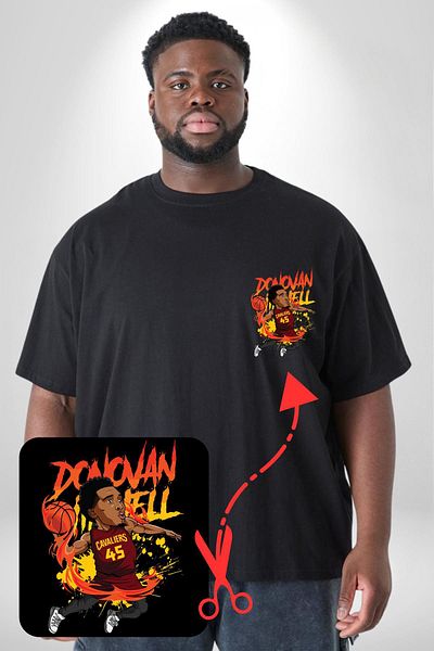 Angemiel كارتون كرة السلة Donovan Mitchell - تي شيرت نسائي أسود مقاس كبير بنمط بسيط